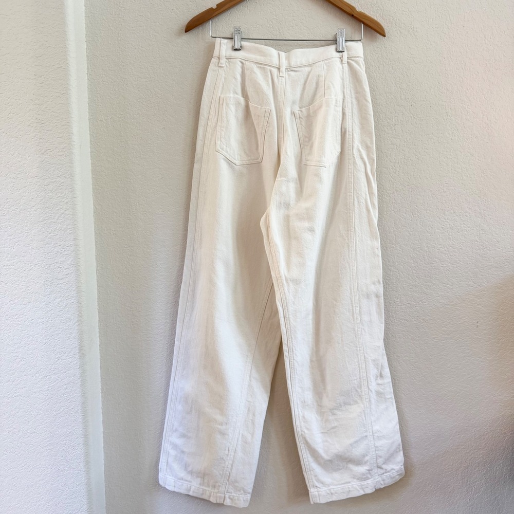 Zara Womens Off White High Waist Wide Leg Pants with Front Slits Size 6 US 38 EU - Picture 6 of 13